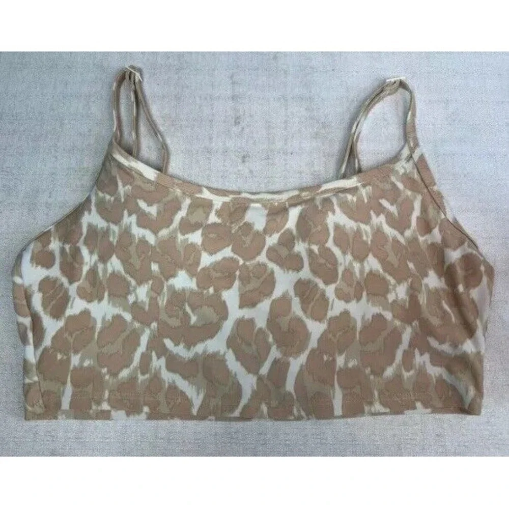 Aerie Scoop Swimwear Top Bikini Pullover Size Small Leopard Animal Print